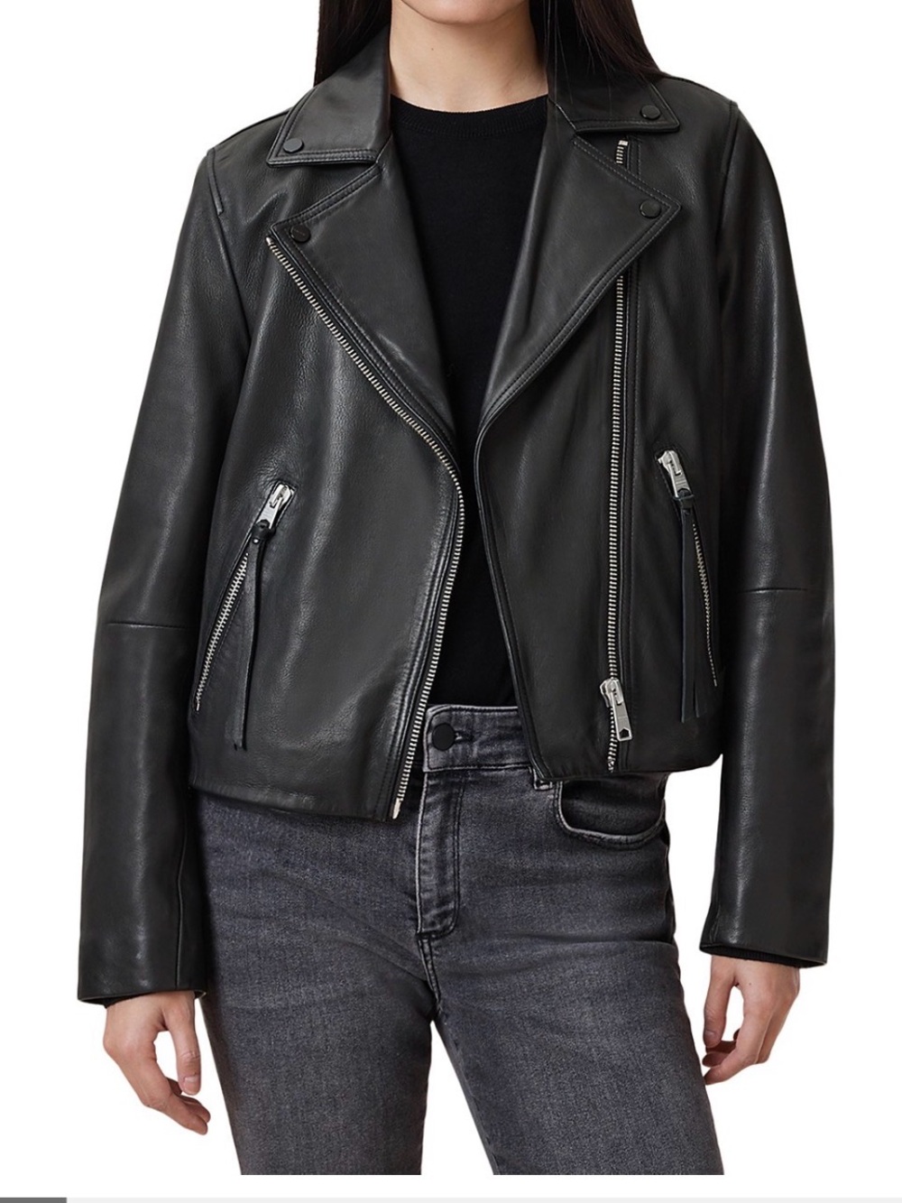 ALLSAINTS Dalby Women's Black Leather Moto Jacket - Like new!